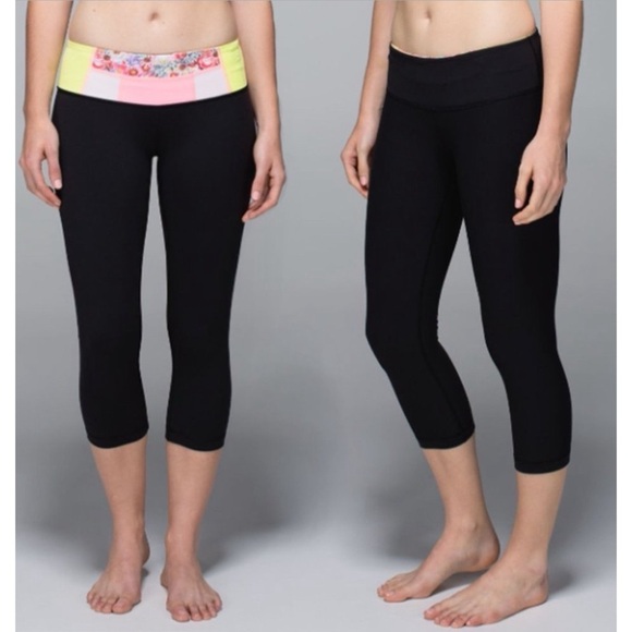 LULULEMON WUNDER UNDER CROP FULL ON LUON REVERSIBLE BREATHABLE ATHLETIC FLORAL 6 - Picture 1 of 13
